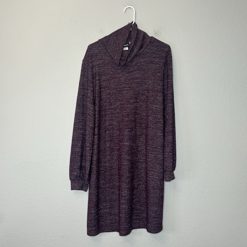 NWT Gap Softspun Cowl Neck Dress XL Purple Burgundy Marled Long Sleeve Knit